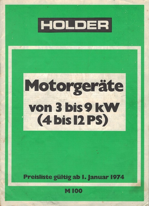 Holder Motorgeräte Programm & Preisliste 1974